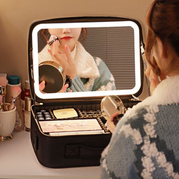 Cosmetic Bags Cases Smart LED Cosmetic Case with Mirror Cosmetic Bag Travel Makeup Bags for Women Fashion Portable Storage Bag Travel Makeup Bags 230925
