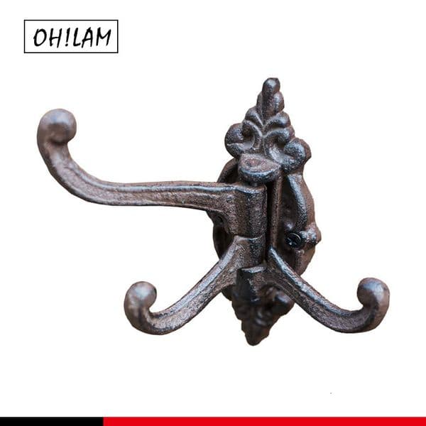 Towel Racks Antique Cast Iron Swivel Wall Hook 3-in-1 Vintage Decorative Rustic Metal Clothing Hanger Wall Mounted Hand Towel Rack Holder 230926