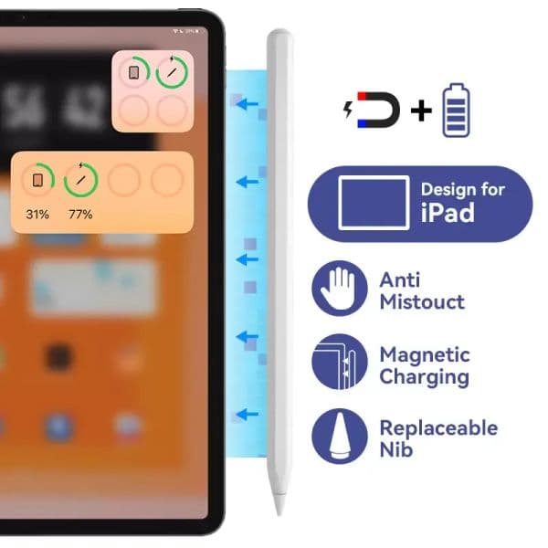 Magnetic Active Stylus Pen Capacitive Magnet Drawing Pencil 2nd generation Wireless Charging Touch Screen Pens for iPad Pro 3rd 11 12.9 Mini 6 Air 4th 5th 6th-1