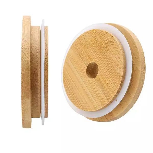 2026 Reusable Bamboo Straw Hole Leakproof Tumbler Drinking Storage Jars cologne Lids With Silicone Ring For Regular perfume Mouth Mason Canning Jar Free Shippin