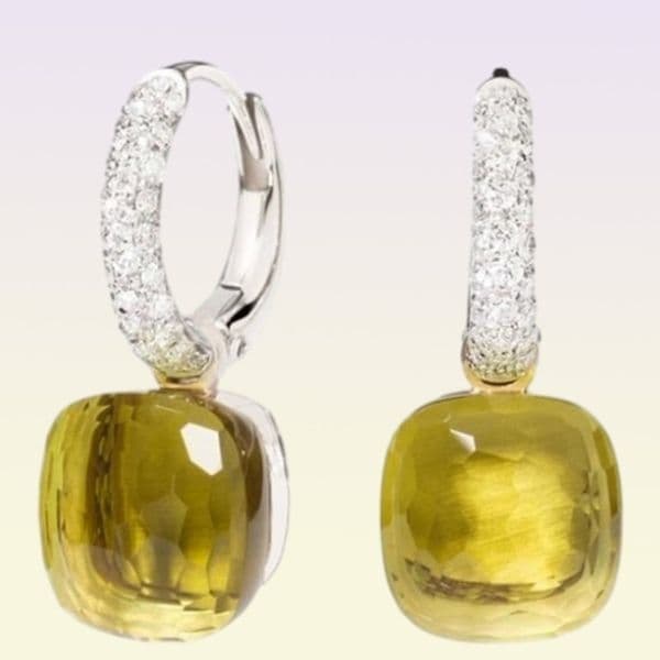 Baoyocn 23 Colors Faceted Crystal Candy Square Earrings 3 Gold Color Inlay Zircon CZ Water Drop Earrings Fashion Women Jewelry 220