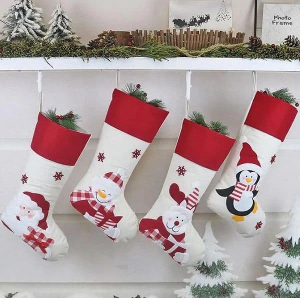 UPS Christmas Ornaments Stockings Socks with Santa Claus Christmas Lovely Bag For Children Candy Gift Bag Fireplace Xmas Tree Decoration 9.29