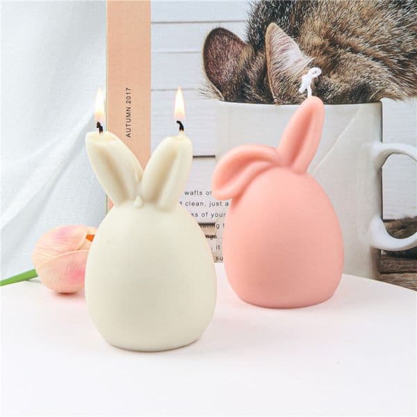 Candles Happy Easter Decorations 3D Bunnies Eggshell Candle Silicone Mold Sile Rabbit Mod Making Animal Plaster Cake Chocolate Baking Tools Supplies