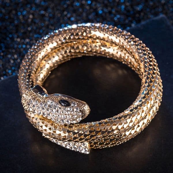 Bangle 1pc Punk Gold Color Snake Retro Club Spiral Bracelet Upper Arm Cuff Armlet Armband Jewelry Gifts 230104