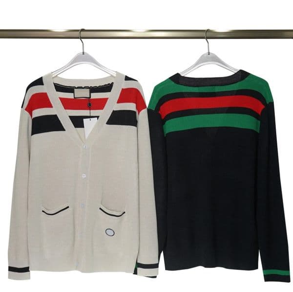 Mens Designer Sweater Woman V neck Knitted cardigan stripe knitwear Fashion Letter Black Long Sleeve Clothes Pullover Oversized Top Casual-