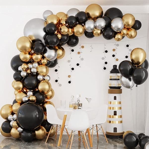 Other Decorative Stickers Black Gold Balloon Garland Arch Happy Birthday Party Decoration Kids Graduation Latex Baloon Wedding Decor 230110