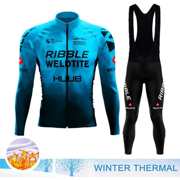 Cycling Jersey Sets HUUB Team Winter Thermal Fleece Clothing Mens Suit Outdoor Warm Riding Bike Clothes MTB Long Bib Pants Set 230130