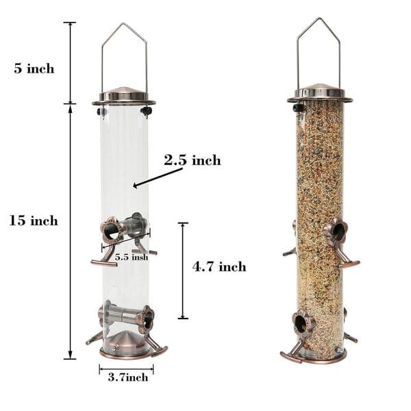 Other Bird Supplies Automatic Feeder Food Bowl Outdoor Vintage Garden Decoration SquirrelProof Close Nature Hanging Steel Metal Art Sensation 230130