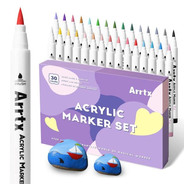 Markers Arrtx 30 Pastel Colors Acrylic Brush Marker Paint Pens Available On Rock Glass Canvas Metal Ceramic Mug Wood Plastic 230130