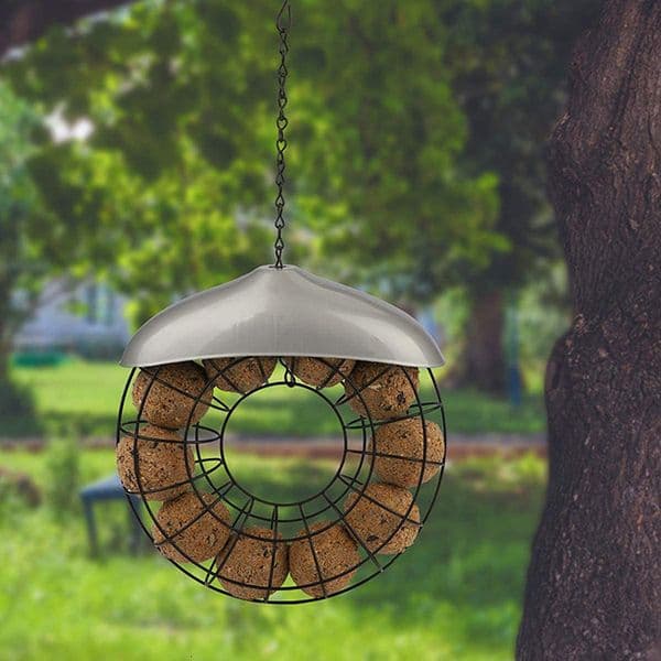 Other Bird Supplies Feeder Windproof Rainproof Fat Ball Holder Round Wreath Metal Hanging Outdoor With Large Food Ring 230130
