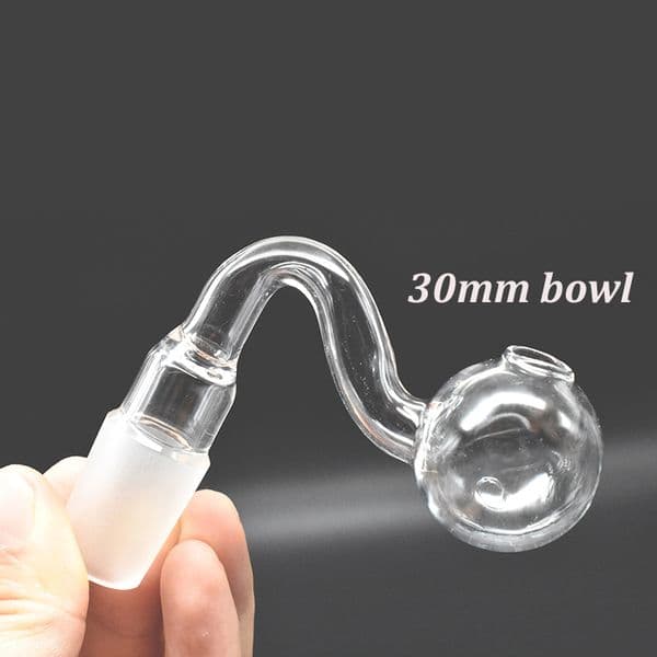 Thickness 10mm 14mm 18mm Male Female Glass Oil Burner Pipe 1.2inch Bowl OD Burning Dry Herb Tobacco Water Hand Smoking Pipe for Bong Accessories Cheapest