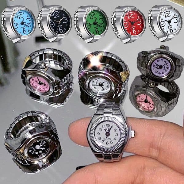 Wedding Rings Mini Finger Watch Vintage Punk Elastic Alloy Band Fashion Couple Ring Jewelry Clock Roman Numerals Dial Quartz Watches Men Women 230801