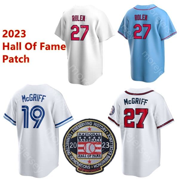2023 Baseball Jersey Hall Of Fame Patch Fred McGriff Scott Rolen Cool Base White Baby Blue