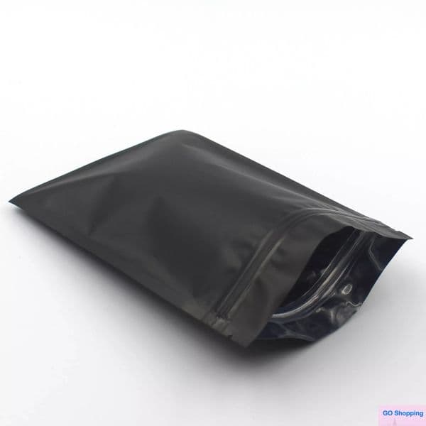 Classic Matte Black Small Aluminum Foil Zip Lock Plastic Bags Smell Proof Herb Powder Heat Sealable Flat Ziplock Bag Pouch