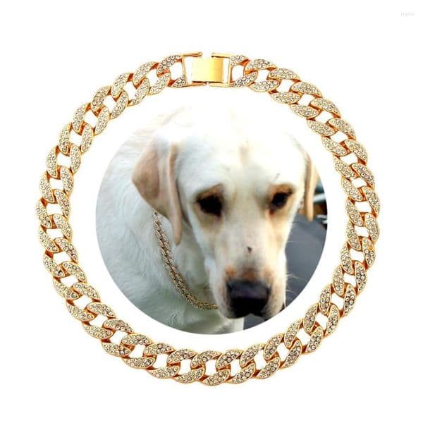 Dog Collars Chain Iced Out Cuban Collar Necklace Bg Rhie Metal For Small Medium Large Dogs Cat Accessories