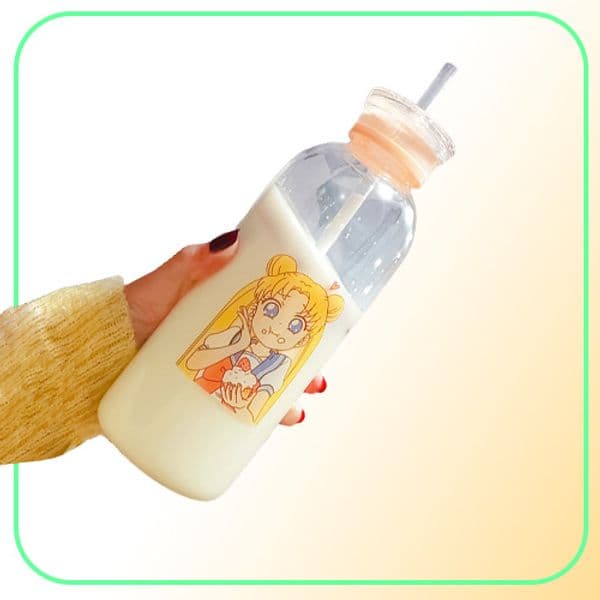 Sailor Moon Silicone Bottles Kawaii Water Eco Friendly Glass with a Straw Glasses Cute Cups Waterbottle Me Bottle Cl2