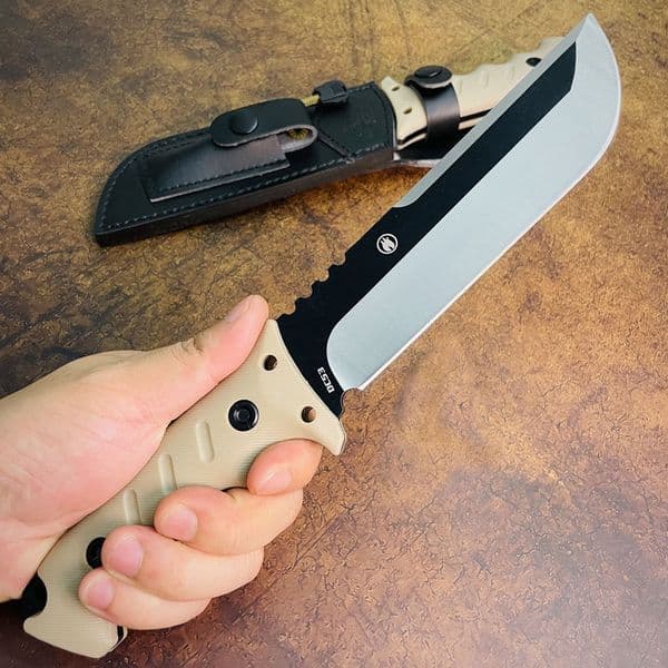 S7206 Outdoor Survival Straight Knife DC53 Satin Straight Point Blade Full Tang Micarta Handle knife Fixed Blade Knives with Kydex