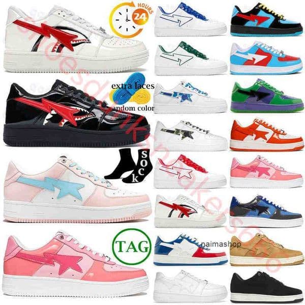 with box A Bathing Sk8 Men Women Casual Shoes Sta Low ABC Camo Stars White Black camo Green Red Yellow Purple designer Sneakers Platform skate Trainers size36-45