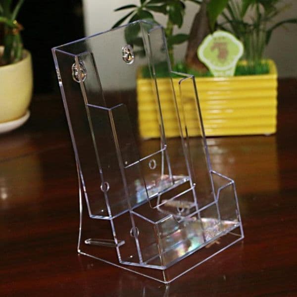 Business Card Files 3 grid Clear Acrylic Holder Brochure Desk Stand Pamphlet Men Bank Credit Transparent Office Display 230804