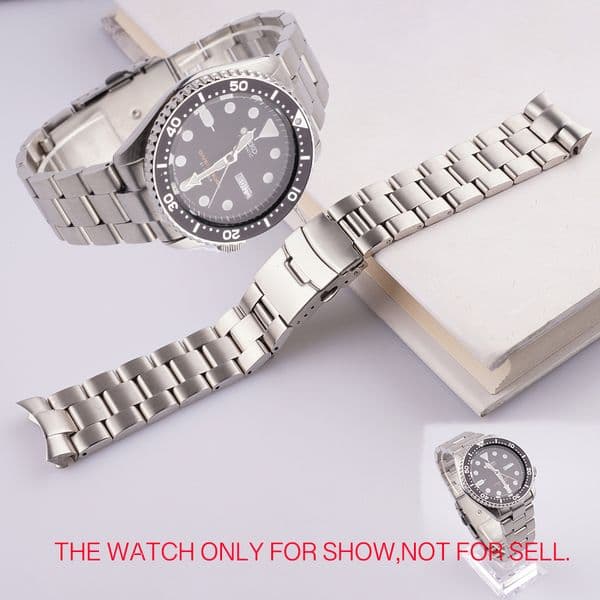 Watch Bands Rolamy 22mm Silver All Brushed Solid Curved End Links Replacement WatchBand Strap Bracelet Double Push Clasp SKX 007 230803