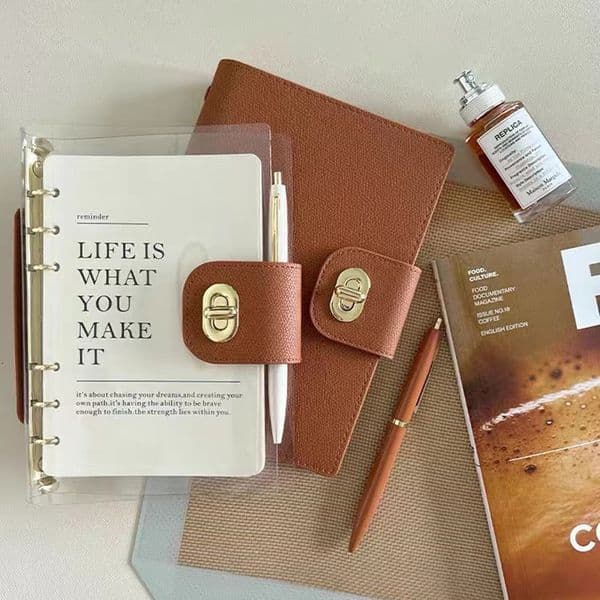 wholesale Notepads Binder PU Transparent Notebook Travel Journal Rotary metal buckle Diary loose leaf Organizer planner Agenda Korea Bullet Cove 230803 Free shi