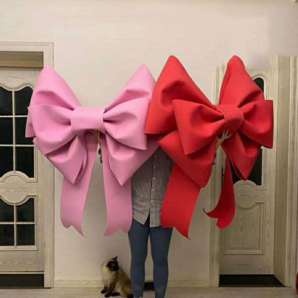 STOCK Decorative Objects Figurines Aqumotic DIY Huge Bow Material Package Giant Bowknot Large Bowtie Decoration Handmade PE Party Background Wall Decor 230804 F