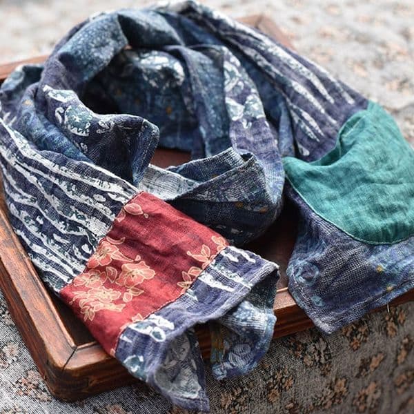 Scarves Johnature Retro Patchwork Print All-match Scarfs Autumn Winter Cotton Linen Comfortable Women Warm Long Fashion Scarf 230807
