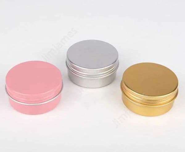 50g Metal Aluminium Bottle Tins Lip Balm Containers Empty Jars Screw Top Tin Cans White Gold Black Drop Delivery Packing Bottles LL