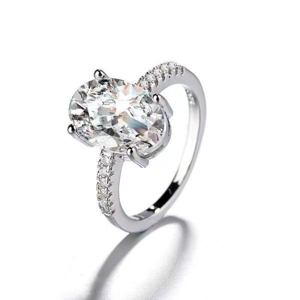 Vintage Oval cut 4ct Lab Diamond Promise Ring 100% Real 925 sterling Silver Engagement Wedding Band Rings For Women Jewelry