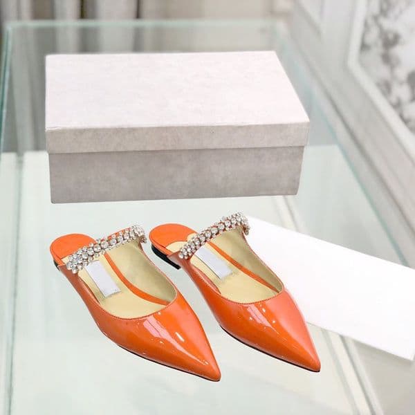 Top quality Cryatal Rhinestones Sandals Bing Mules Slides flats stilletto heels Patene leather sole Fashion Wedding shoes Wome's luxury designers factory footwear