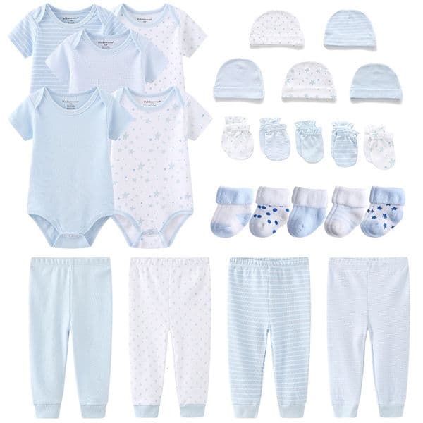 Clothing Sets Solid Color Born Cotton Bodysuits Pants Gloves Hats Socks Baby Girl Clothes Unisex Short Sleeve Boy Bebes 230808