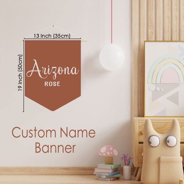 Tapestries LVYZIHO Custom Name Banner Personalized Middle Name Wall Banner Baby Room Decor Neutral Kids Room Customized Flag 230809
