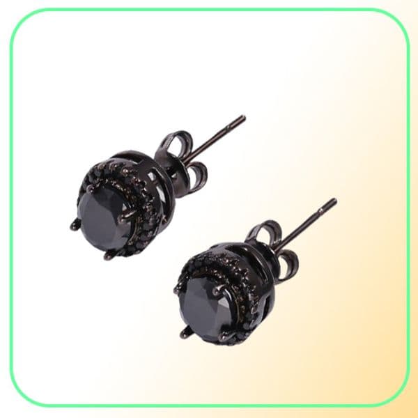 iced out stud earrings for men women hip hop luxury designer bling diamond ear studs black silver copper zircon mens wedding earri