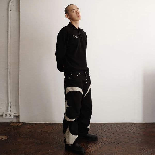 Original Pants 23SS New Washed Leather High Street Jeans Printing Sports Pants Loose Fit Casual Pants Men Straight Pants Loose Men's Duty Trousers