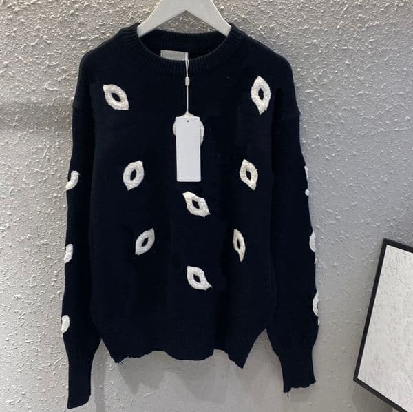 Women's Sweaters Designer Knitted Sweater Fashion Autumn Round Neck Long Sleeve Hoodie Double Jacquard Pattern Temperament Sweatshirt Women's Clothing