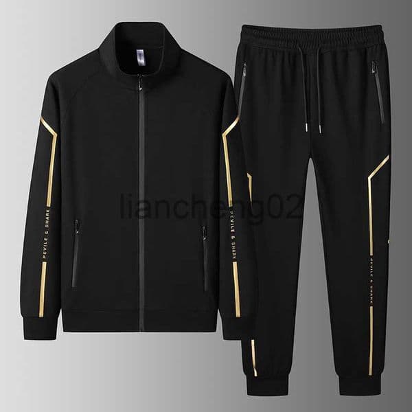 Men's Tracksuits Autumn Mens Tracksuit Casual Sweatsuit Sets Spring Men Print Cardigan Jacket + Sweatpant 2 Pieces Set Fitness Male Sportswear J230810