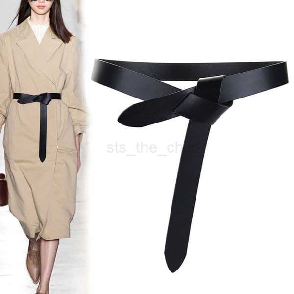 Belts Women's Genuine Leather New Fashion Designer Belt for Women Strap Belts Luxury Black Long Bowknot Tie Lady Dress Sweater