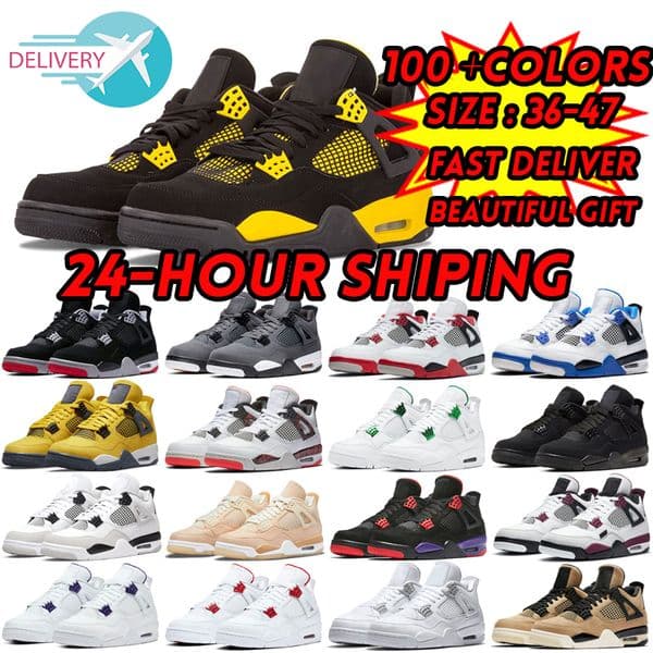 4 Basketball Shoes Men Women 4s Pine Green Seafoam Military Black Cat Midnight Navy red cement Oreo Red Thunder Bred Mens Trainers blank canvas Sneakers 36-47