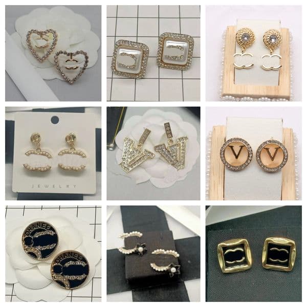 Designer Brand Classic Letter Square Stud Earrings Wedding Party Gift Fashion Women Jewelry 20Style