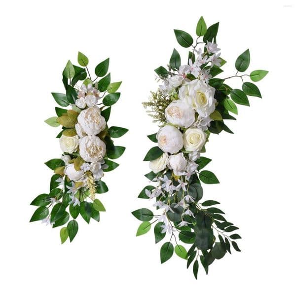 Decorative Flowers 2 Pieces Artificial Flower Arch Decor Floral Arrangement Swag For Wedding Background Ceremony Arbor