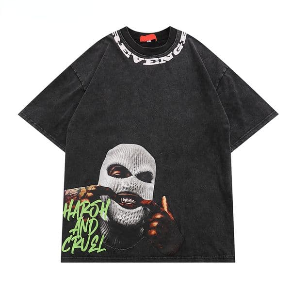 Men's T-Shirts Graphic Printed Washed Cotton Men's T-shirt Summer Off Shoulder Shirts Harajuku Man Hip Hop Streetwear Oversized Loose Top Tees 230812