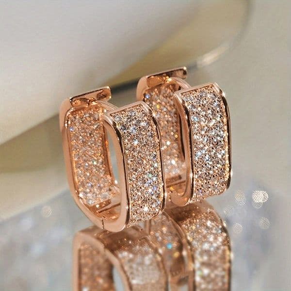 Stud Micro Paved Sparkling Crystal Rose Gold Zircon Women Fashion Platinum/Gold Earrings Designer Luxury Jewelry Wedding Accessories