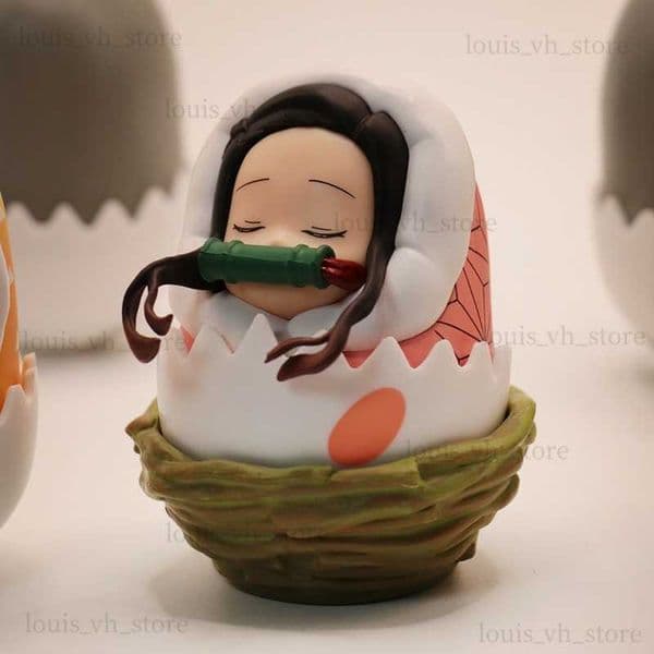 Demon Slayer Anime Kamado Tanjirou Nezuko Agatsuma Zenitsu Hashibira Inosuke Eggshell Pvc Action Figure Model Decoration Toys L260604
