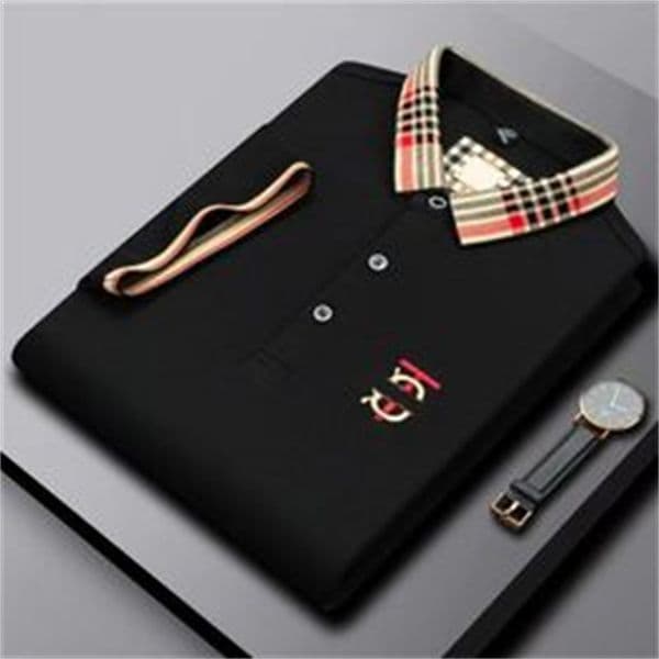 Men's Embroidered Cotton Polo Shirt, Short Sleeve Korean Fashion Top