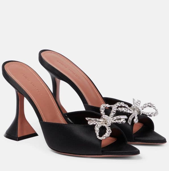 Famous Summer Rosie Sandals Shoes Women Bow Embellished Leather Mules Slip On Slippers Party Wedding Jeweled Flower-embellishment High Heels