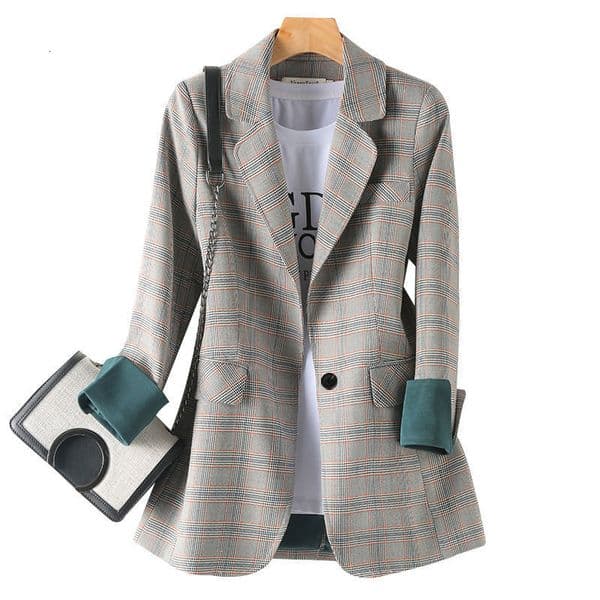 Womens Suits Blazers Fashion Business Interview Plaid Suits Women Work Office Ladies Long Sleeve Spring Casual Blazer 230815