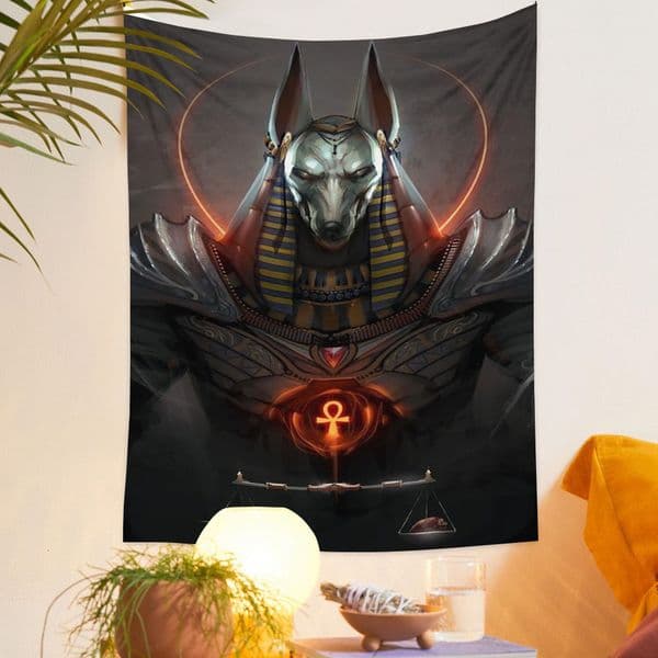 Tapestries 6 sizes Egyptian Mythology Decorative Tapestry Pharaoh Death Anubis Living Room Bedroom Wall Decoration Tapestry 230816