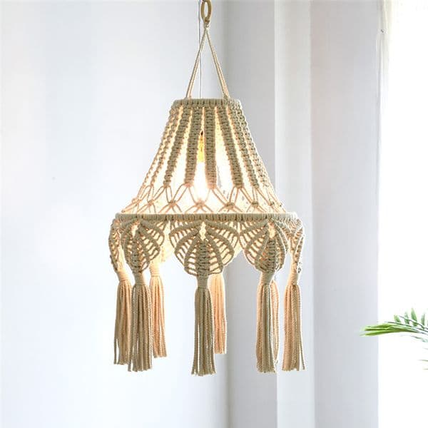 Tapestries Macrame Lamp Shade Hanging Pendant Light Cover Bedroom Living Room Nursery Dorm Room Bohemian Home Decor Woven Tapestry 230816