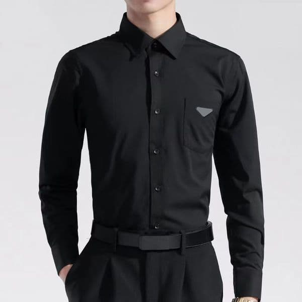 Mens Casual Shirts Long Sleeves Patter EmbtoideryIce Cotton Breathable Tees Shirt Hip Hop Street Wears Top Unisex Tshirts Asian Size