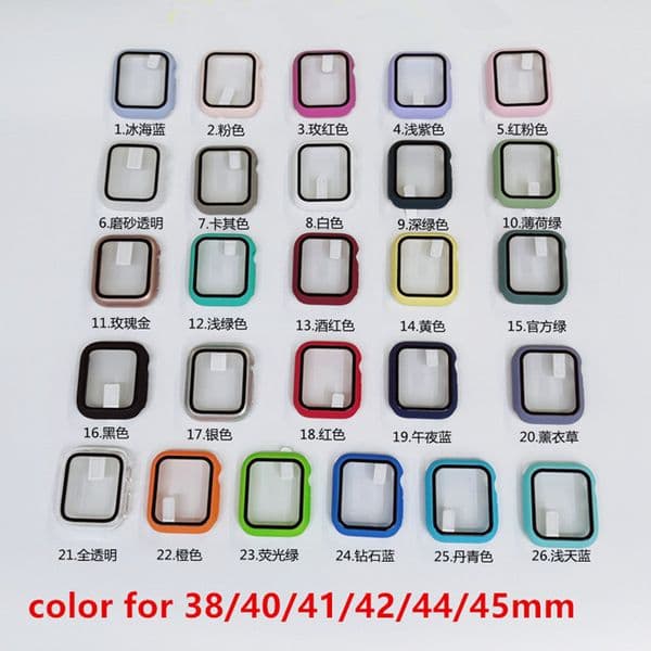 With Button 360 Full Screen Protector case iWatch 38mm 42 mm 40mm 44mm 41mm 45mm 49mm S10 42mm 46mm Ultra Bumper Frame PC Hard Cases and Tempered Glass Film